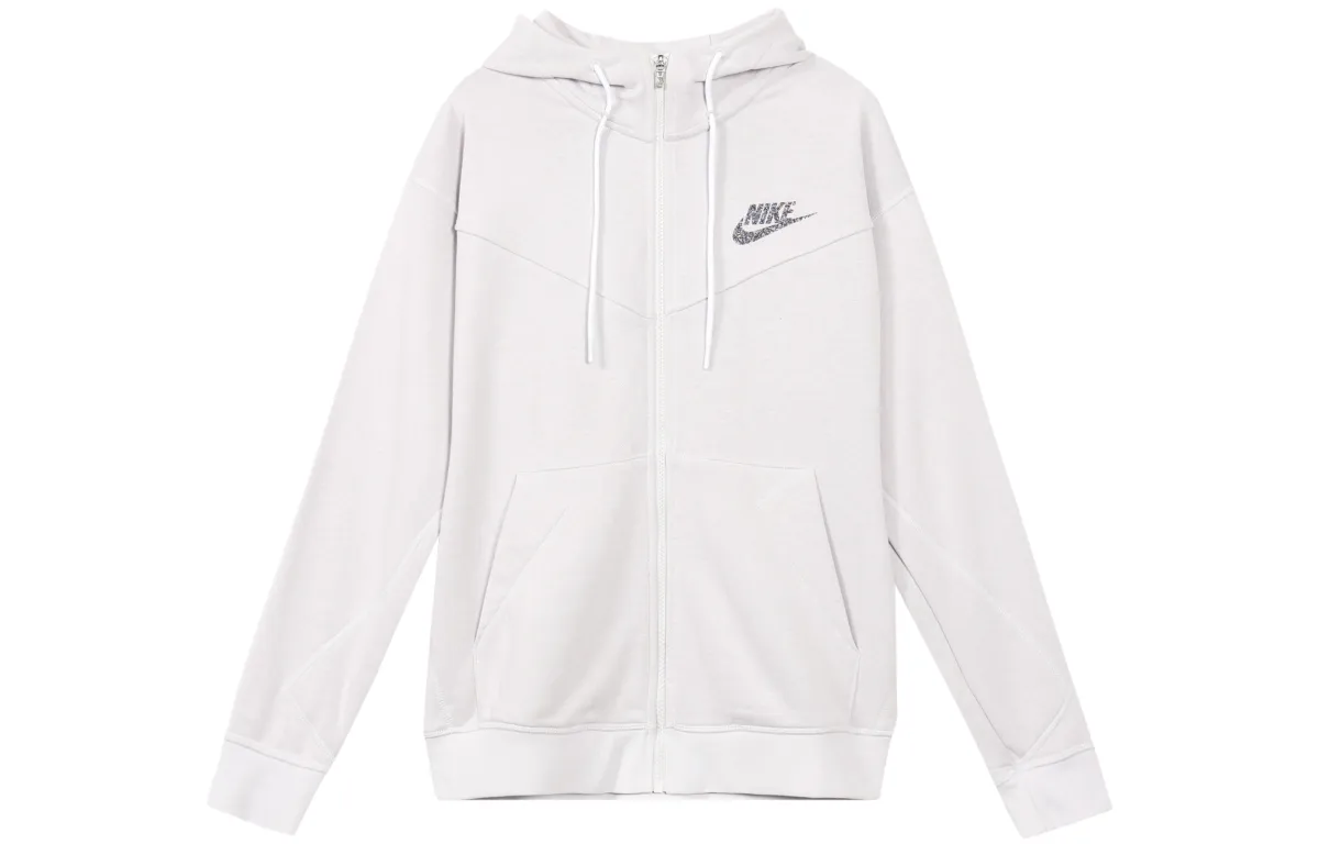 Nike Sweatshirts Men's Gray White Hooded Moderate Straight Fit