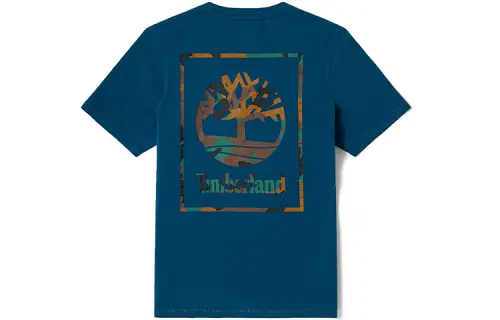 Timberland T Shirts Men's Medium Blue Crew Neck Moderate Straight Fit