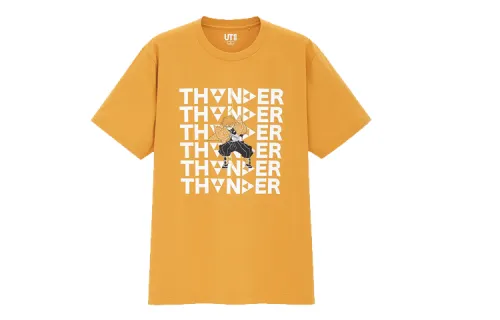 UNIQLO Print Drop Shoulder Sleeve T Shirt Unisex Yellow