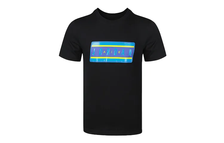 Jordan T-Shirts Men's Black Crew Neck Moderate Straight Fit