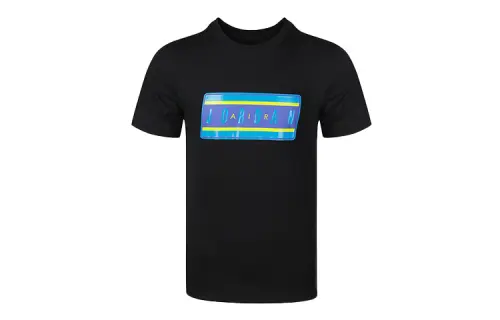 Jordan T Shirts Men's Black Crew Neck Moderate Straight Fit