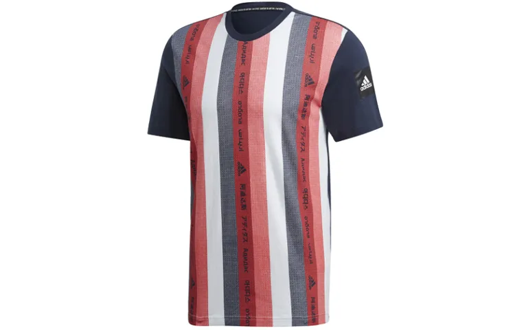 Adidas T-Shirts Men's Light Scarlet Crew Neck Moderate Straight Fit