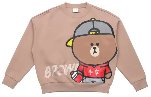 Li Ning X LINE FRIENDS Sweatshirts Unisex Khaki Crew Neck Moderate Regular