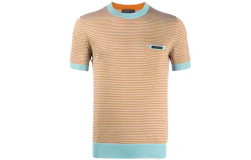 PRADA T Shirts Men's Pink Crew Neck Moderate Straight Fit
