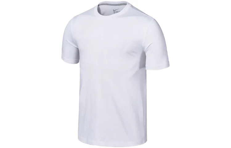 Nike T-Shirts Men's White Crew Neck Moderate Straight Fit