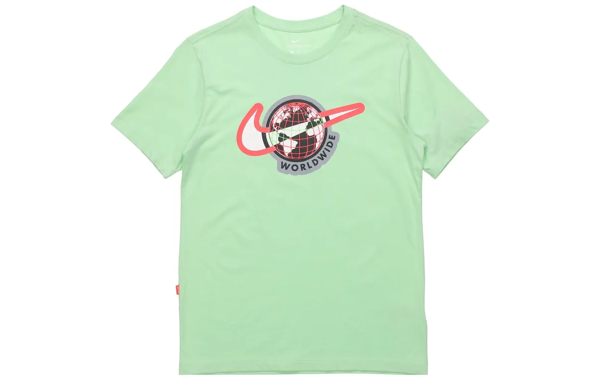 Nike T-Shirts Men's Green Crew Neck Moderate Straight Fit