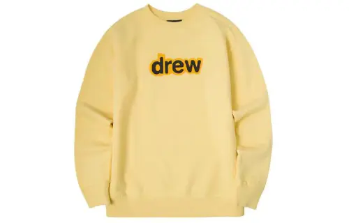 Drew house Letter Logo Series Sweatshirts Unisex Light Yellow Crew Neck Moderate Regular