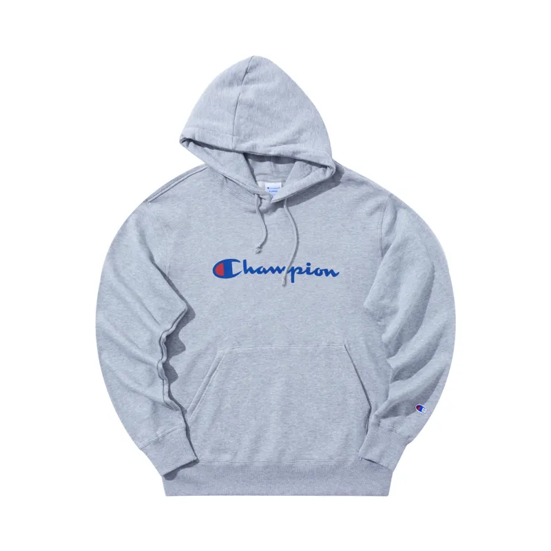Champion Grass Print Fleece Lined Pullover Sweatshirt Japan Version Unisex Gray