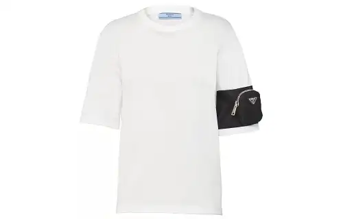 PRADA T Shirts Unisex White Crew Neck Moderate Straight Fit