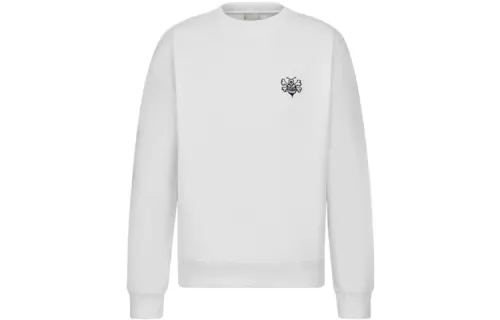 DIOR X Stussy Dior Quarterly New Products Sweatshirts Unisex White Crew Neck Moderate Regular