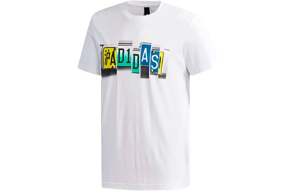 Adidas T-Shirts Men's White Crew Neck Moderate Straight Fit