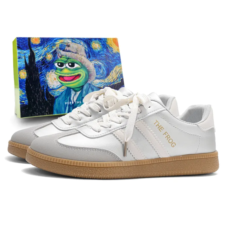 Pepe the Frog (pepe the frog) classic fashion campus retro couple white shoes trendy light and comfortable foot protection niche temperament versatile simple casual moral training non-slip and wear-resistant shock commuter foot protection invisible increase low-cut sneakers same style for men and women