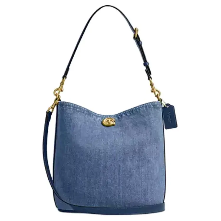 COACH Willow Denim Bucket Bag, Shoulder Bag Large Women's Dark Blue