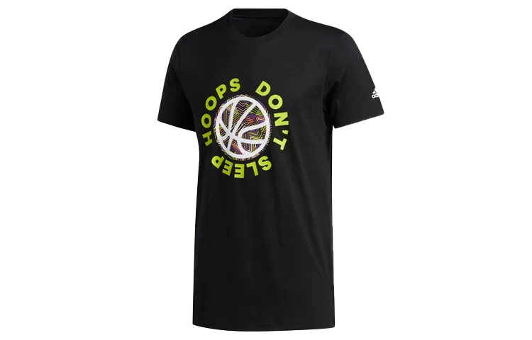 Adidas T-Shirts Men's Black Crew Neck Moderate Straight Fit