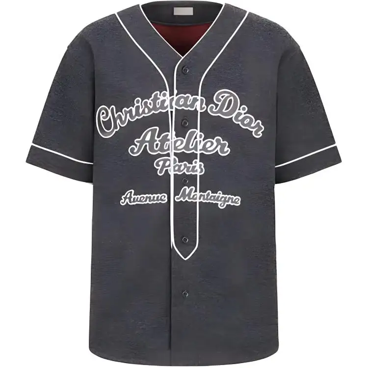 DIOR T Shirts Men's Gray V Neck Moderate Straight Fit