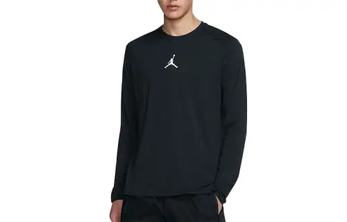 Jordan 23 Alpha Fitted T Shirts Men's Black Crew Neck Moderate Straight Fit