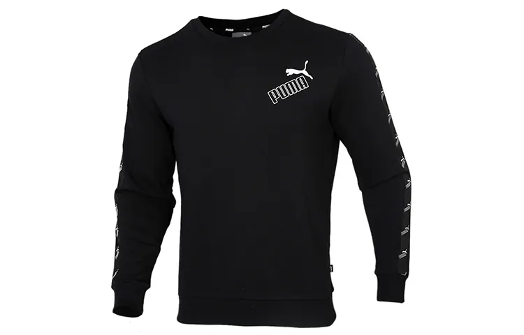 PUMA Sweatshirts Men's Black Crew Neck Moderate Straight Fit