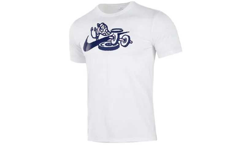 Nike T-Shirts Men's White Crew Neck Moderate Straight Fit