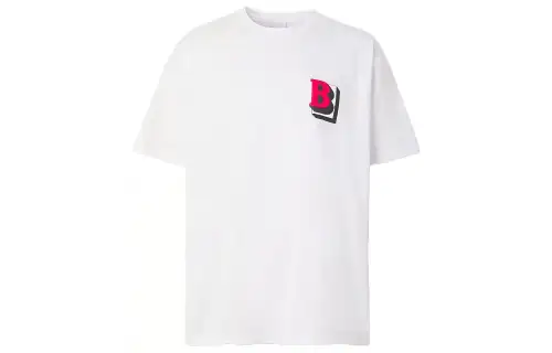 Burberry T Shirts Men's White Crew Neck Moderate Straight Fit