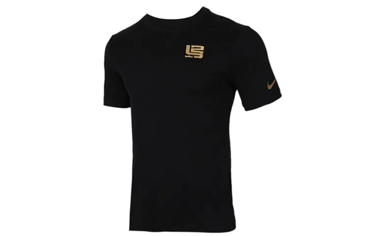 Nike T-Shirts Men's Black Crew Neck Moderate Straight Fit