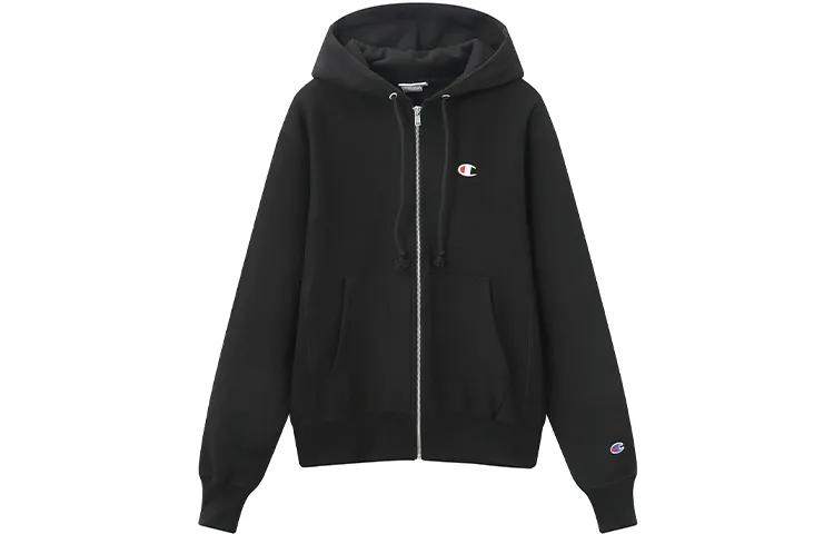 Champion Sweatshirts Unisex Black Hooded Moderate Straight Fit