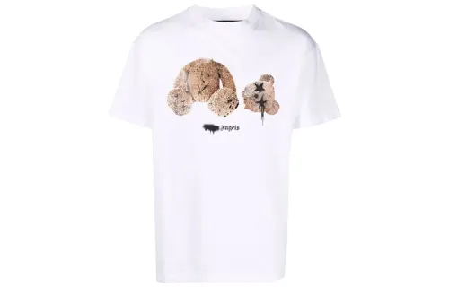 PALM ANGELS Bear Print Sprayed Logo T shirt