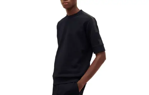 HERMES T Shirts Men's Black Crew Neck Moderate Straight Fit