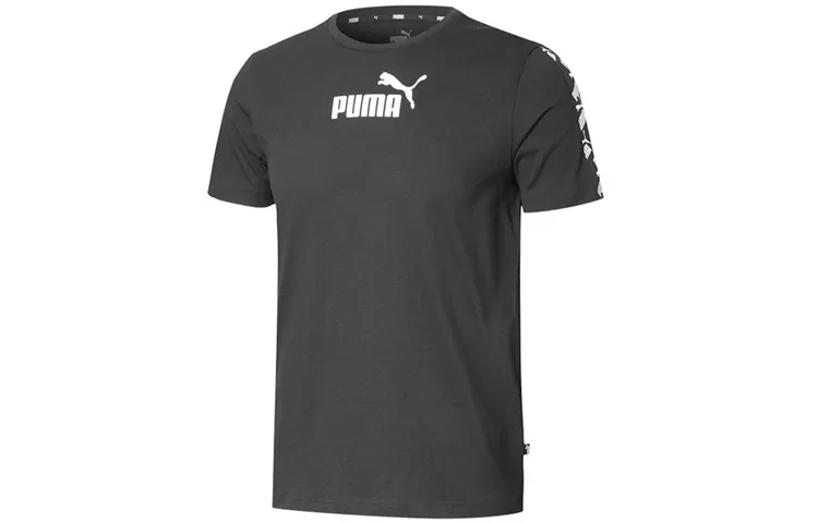 PUMA T-Shirts Men's Black Crew Neck Moderate Straight Fit