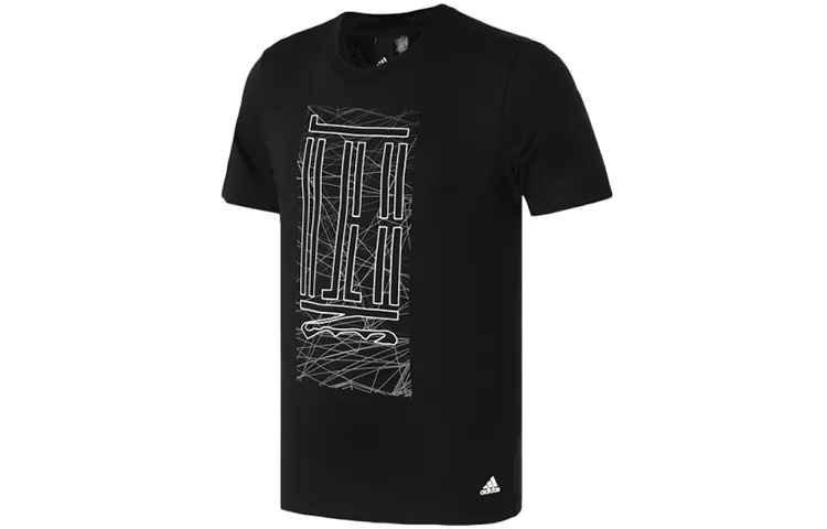 Adidas T-Shirts Men's Black Crew Neck Moderate Straight Fit