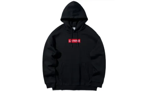 Li Ning Sweatshirts Unisex Black Hooded Moderate Regular