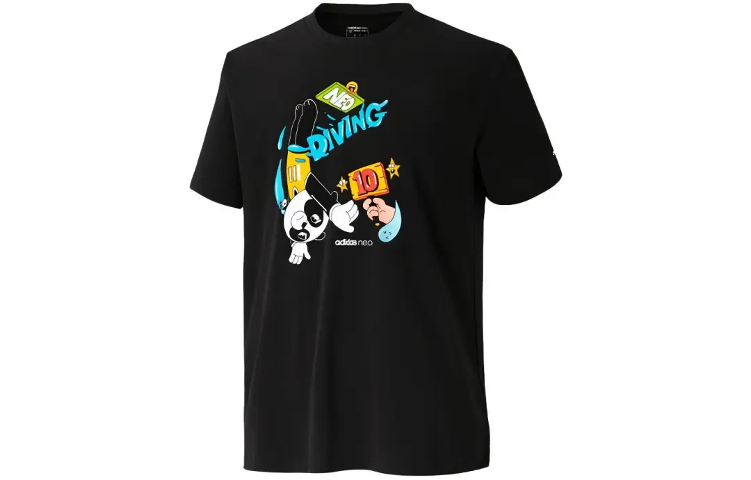Adidas Neo T Shirts Men's Black Crew Neck Moderate Straight Fit