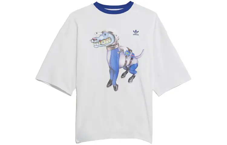 Adidas Originals T Shirts Men's White Crew Neck Moderate Straight Fit