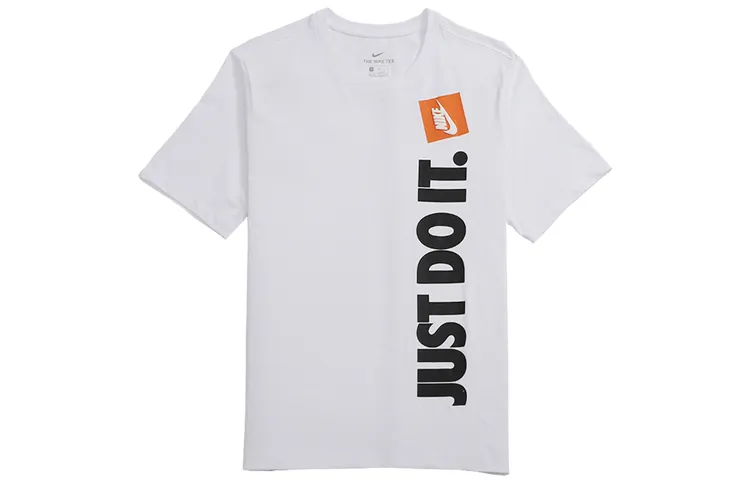 Nike T-Shirts Men's White Crew Neck Moderate Straight Fit