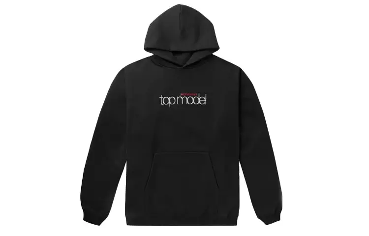 Balenciaga Sweatshirts Men's Black Hooded Moderate Regular