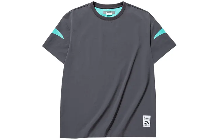 ANTA T Shirts Men's Gray Crew Neck Moderate Straight Fit