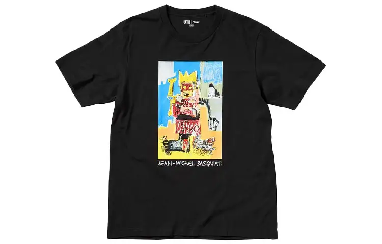 UNIQLO X Jean Michel Basquiat Collaboration T Shirts Unisex Black Crew Neck Moderate Straight Fit