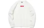 Li Ning Casual Sports Fleece Lined Crew Neck Long Sleeved Pullover Sweatshirt Winter Unisex Ivory