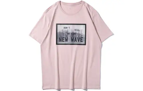 Li Ning Sports Fashion Collection T Shirts Men's Pink Crew Neck Moderate Straight Fit