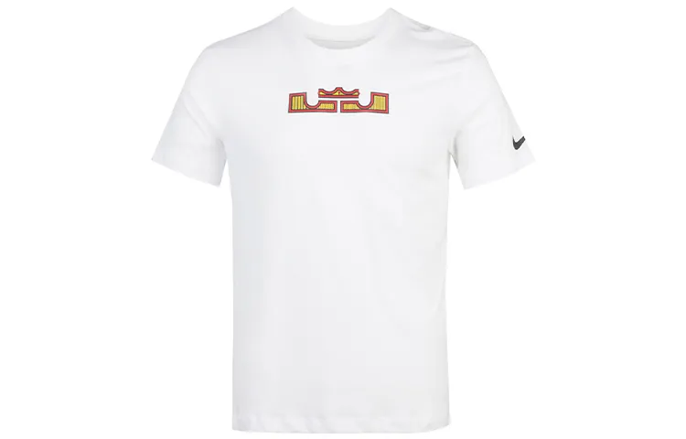 Nike T-Shirts Men's White Crew Neck Moderate Straight Fit