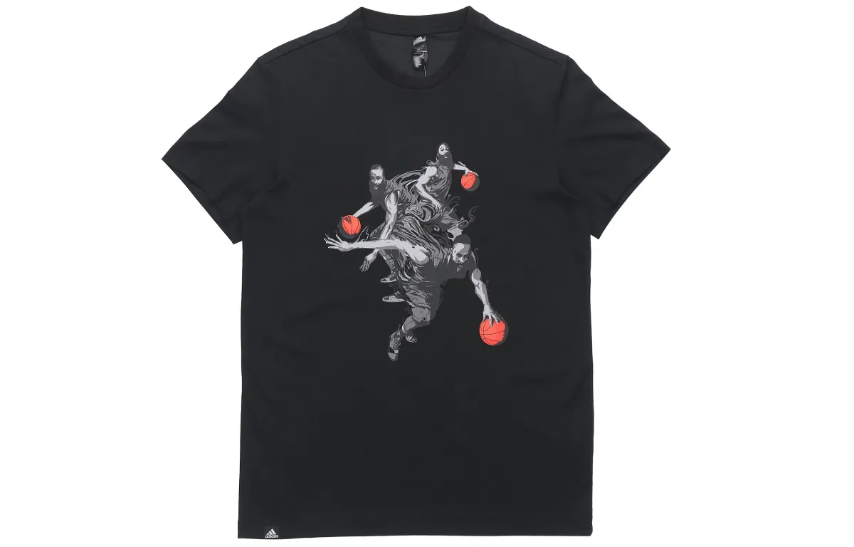 Adidas T-Shirts Men's Black Crew Neck Moderate