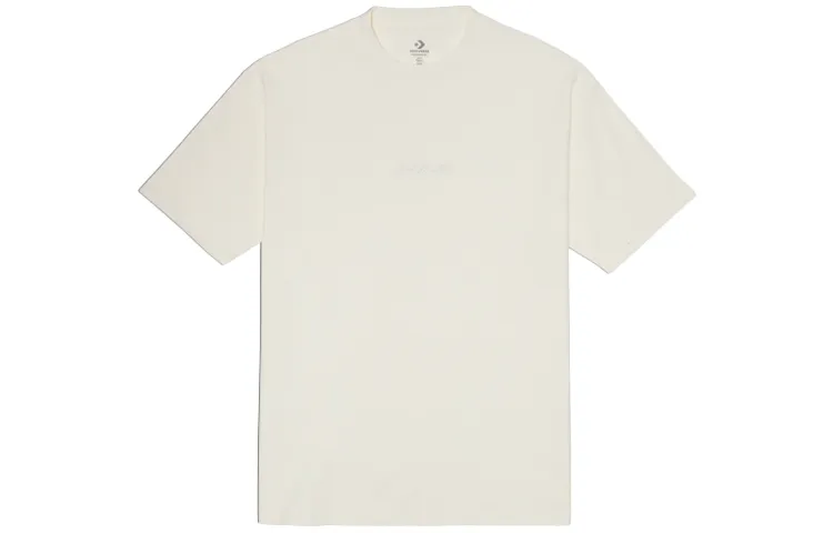 Converse Drop Shoulder Sleeve T Shirt Unisex Ecru