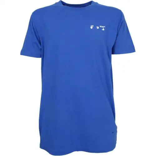 OFF WHITE SS21 T Shirts Men's Blue Crew Neck Moderate Straight Fit