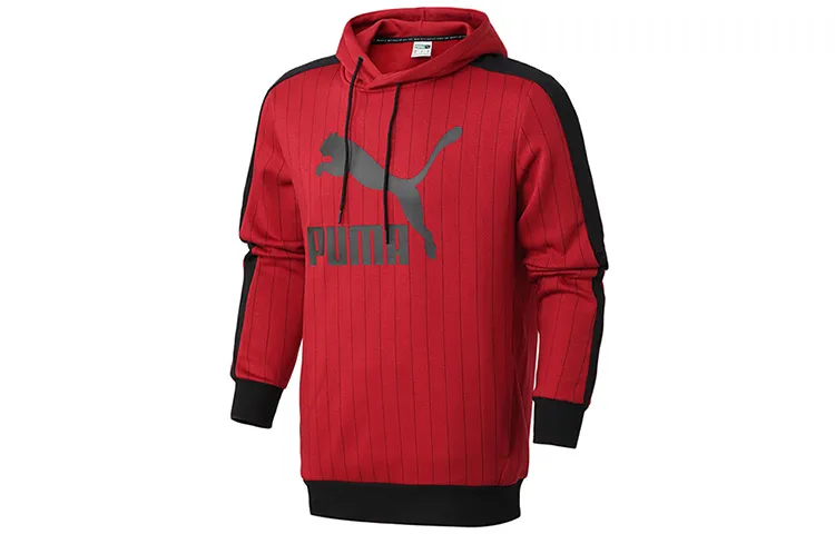 PUMA T7 Sweatshirts Men's Red Hooded Moderate Straight Fit