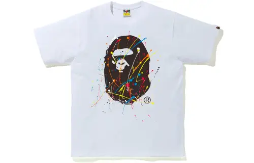 Bape Paint Splatter Ape Head Tee