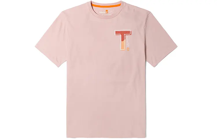 Timberland T Shirts Men's Light Pink Crew Neck Regular Straight Fit