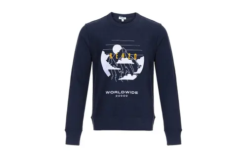 KENZO Sweatshirts Men's Marine Blue Crew Neck Moderate Regular