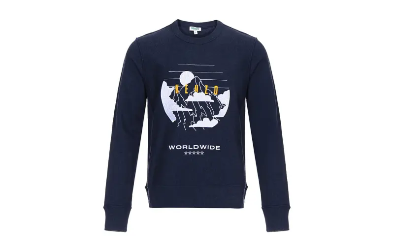 KENZO Sweatshirts Men's Marine Blue Crew Neck Moderate Regular