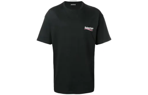 Balenciaga T Shirts Men's Black Crew Neck Moderate Straight Fit