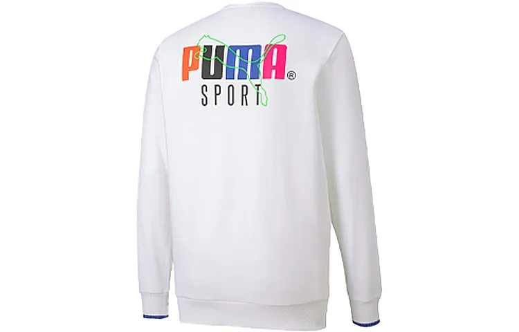 PUMA Sweatshirts Men's White Crew Neck Moderate Regular