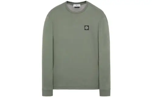 STONE ISLAND T Shirts Men's Olive Green Crew Neck Moderate Straight Fit